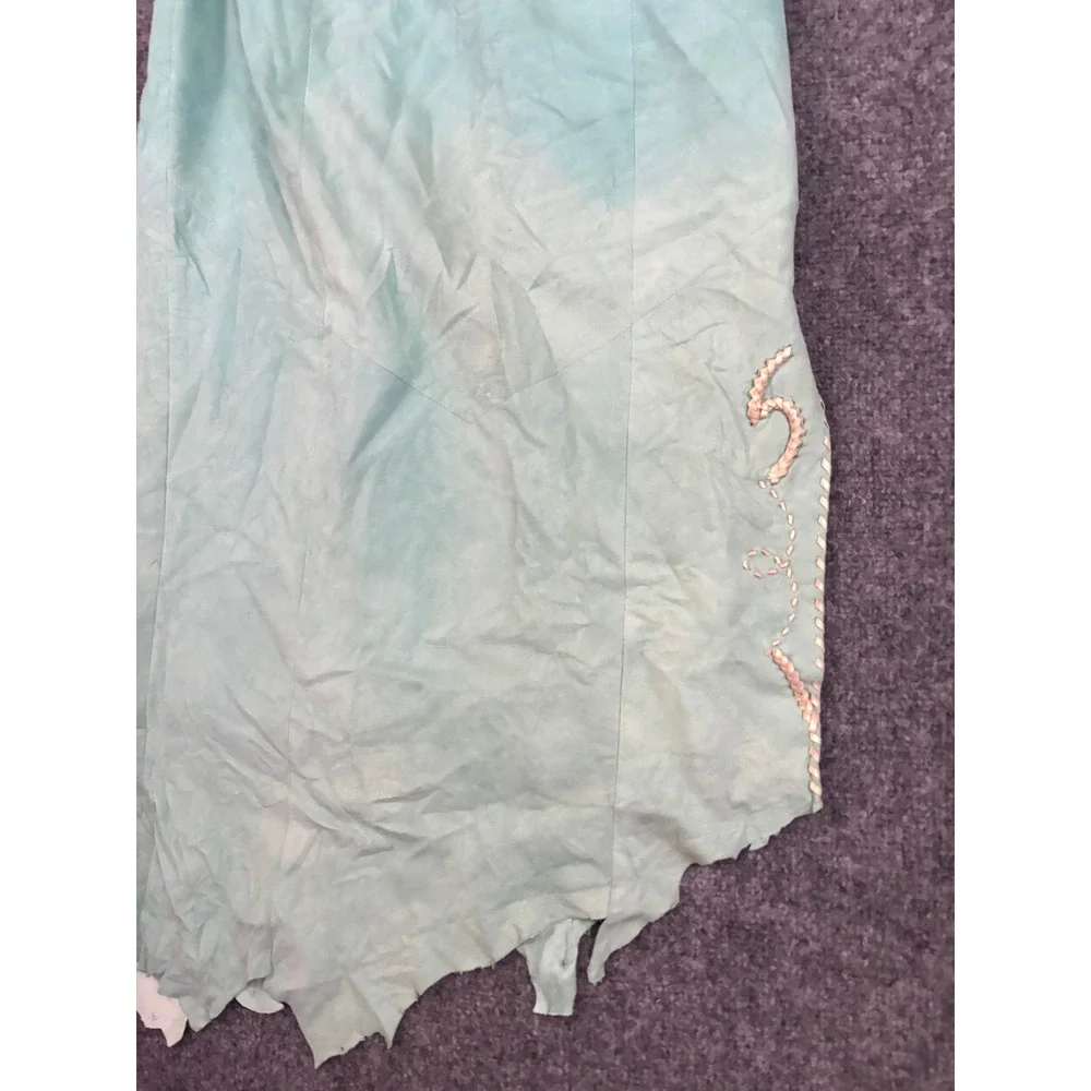Michelle Julene Leather Skirt Teal Distressed Patina OOAK Small‎